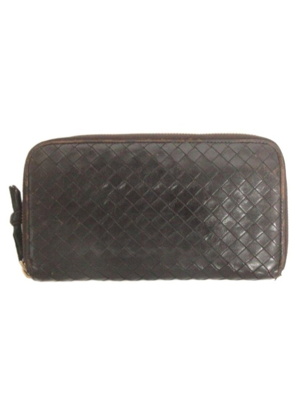 Bottega Veneta Intrecciato Wallet Braided Round Zip Leather Black